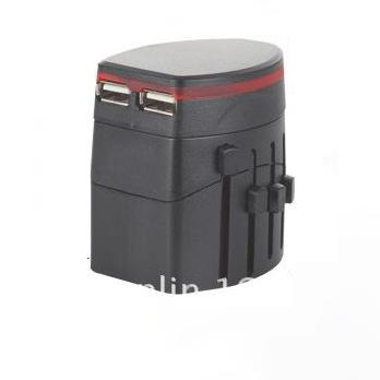 Multifunction International Travel Adapter Plug + 02 USB Ports (US / UK / EU / Asia / International)