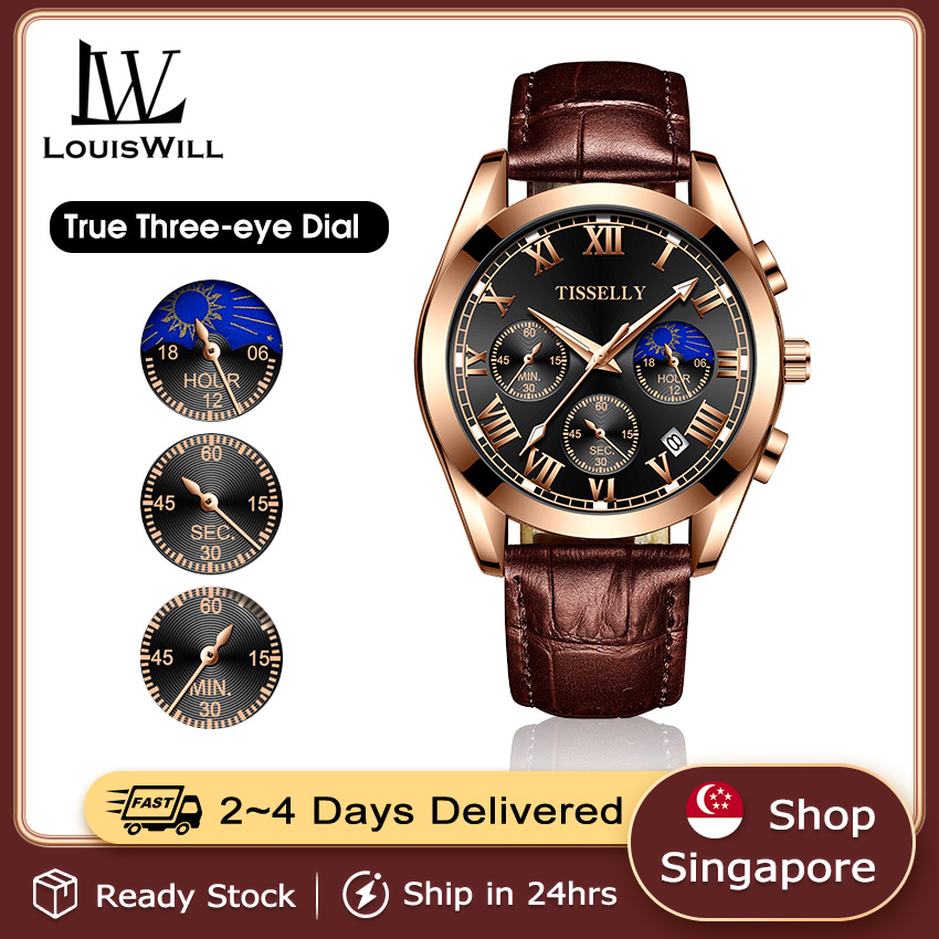 LouisWill Watch Men Watch Men's Watches Fashion Watch Original Quartz Watch For Men Quartz Men's Watches Waterproof Watch Business Watch Calendar Outdoor Sport Wristwatch