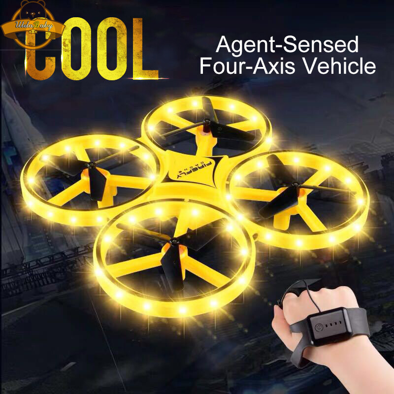 UlelaBaby Mini RC Quadcopter Induction Drone Smart Watch Sensing Gesture Aircraft UFO Remote Control Helicopter Toy for Kids Birthday Christmas Gift