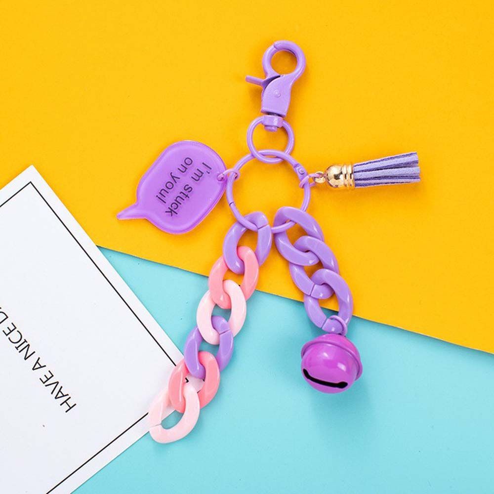 BINRUI Handmade Creative Backpack Decoration Phone ornaments Fashion Jewelry Acrylic Small Bell KeyChains Link Chain Keyring Car Keychain Bag Pendent