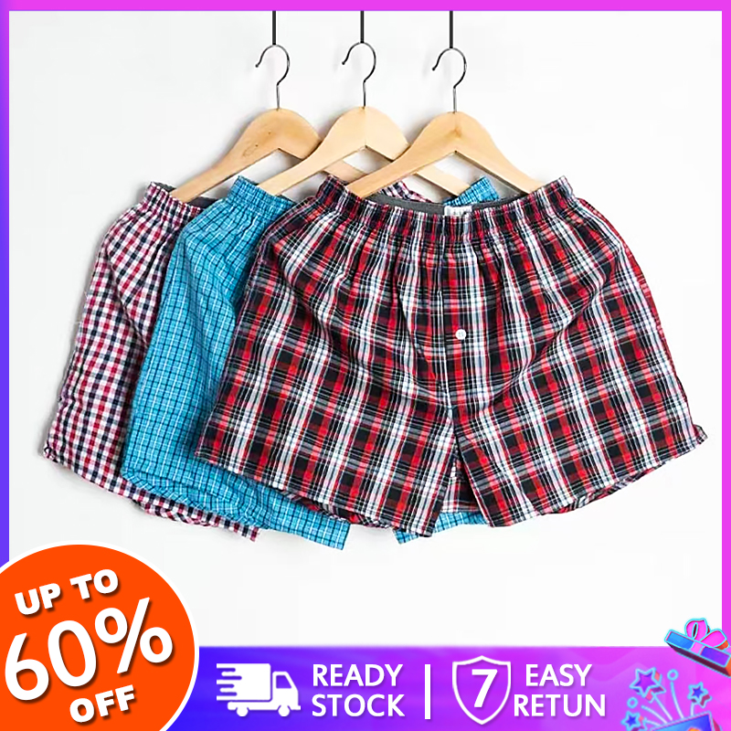 LZMERX Men's Boxer Trunk Underpants 100% Cotton Breathable Elasticity Underwear Loose Beach Shorts Pyjamas Smooth Panties Soft Cool Briefs Random Style
