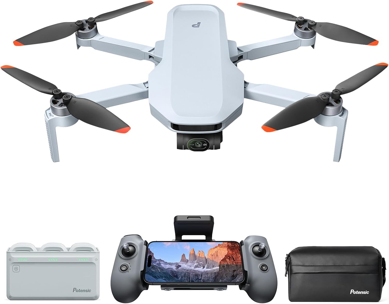 Potensic Atom 2 Drone with Camera for Adults 4K Video, 8K Photo, Under 249g, 3-Axis Gimbal, 10km Range, AI Tracking, Vertical Shooting, AI Night Shooting, Fast Shooting, Fly More Combinations (96-Mini
